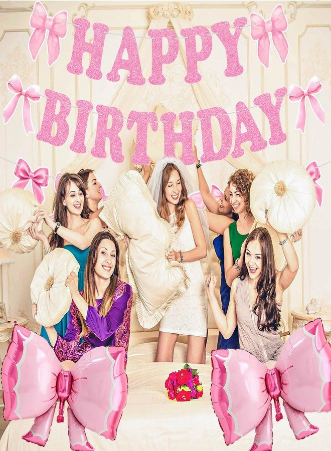 Tagberoy Pink Bow Birthday Decorations - Happy Birthday Banner, Balloons for Coquette Party - Image 4